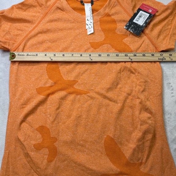 Oiselle Flyte Short Sleeve Running Shirt Clementine Orange Women Large NWT - Picture 3 of 9